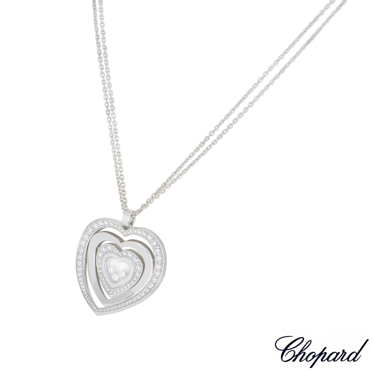 Chopard White Gold Happy Spirit Diamond Necklace Rich Diamonds